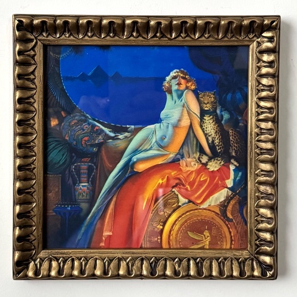 Art deco pin up wall art Rolf Armstrong “Cleopatra” in vintage gilded wood frame - Picture 3 of 10